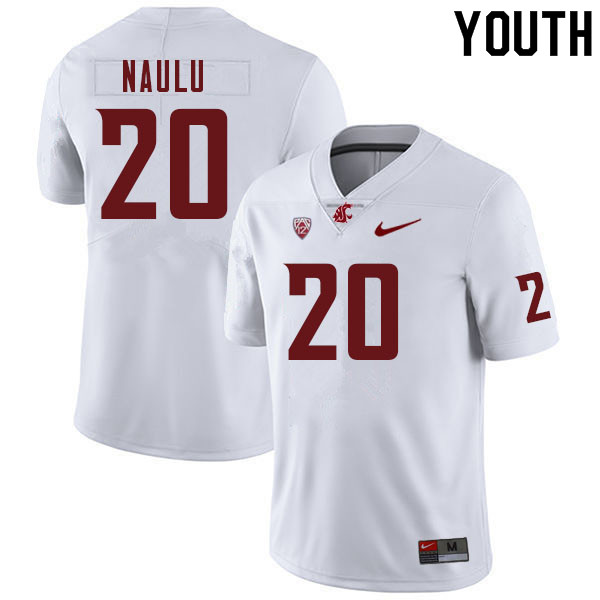 Youth #20 Peni Naulu Washington Cougars College Football Jerseys Sale-White